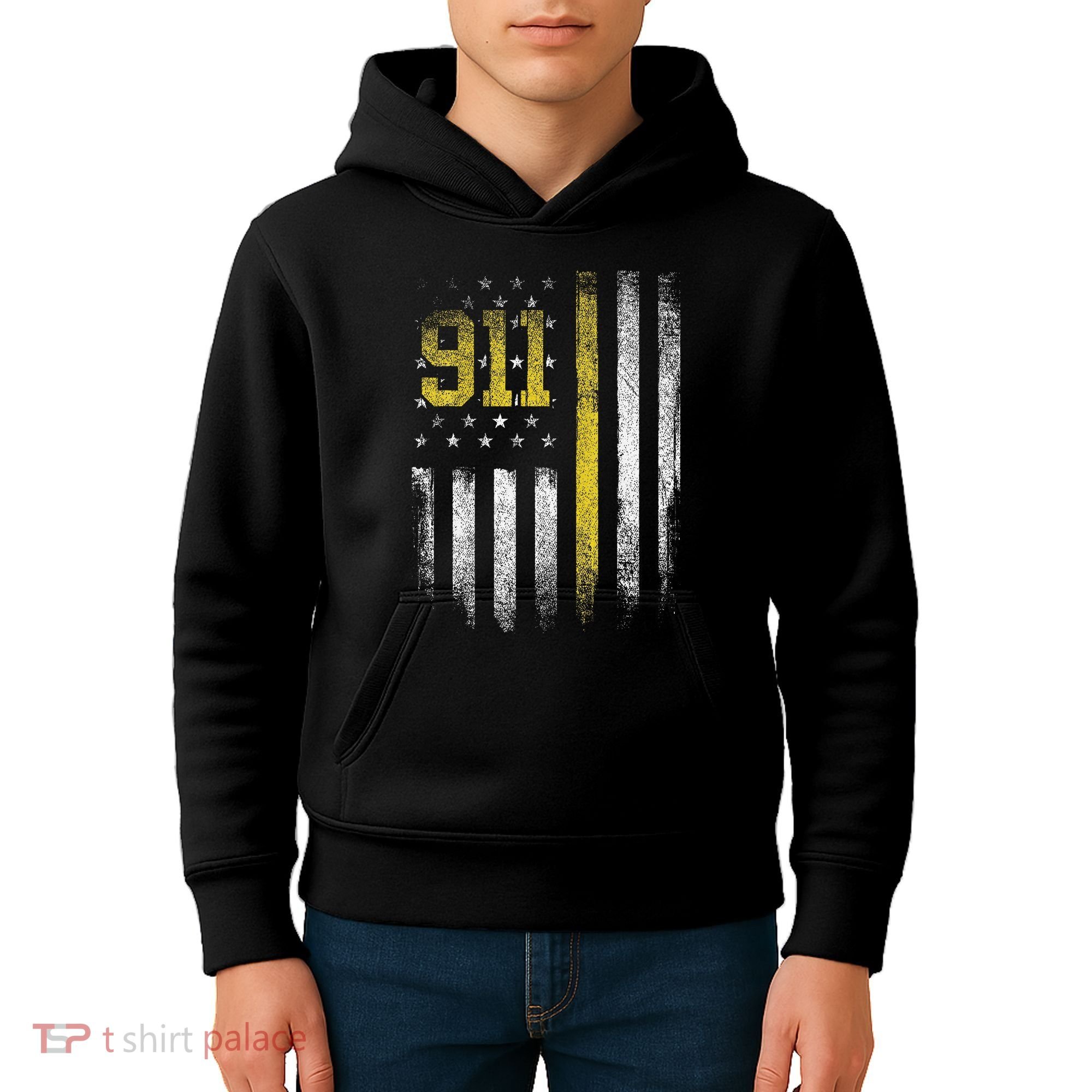 911 Dispatcher Dispatch US Flag Police Emergency Responder Kids Hoodie