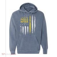 911 Dispatcher Dispatch US Flag Police Emergency Responder Comfort Colors Garment-Dyed Hooded Sweatshirt thumb 0