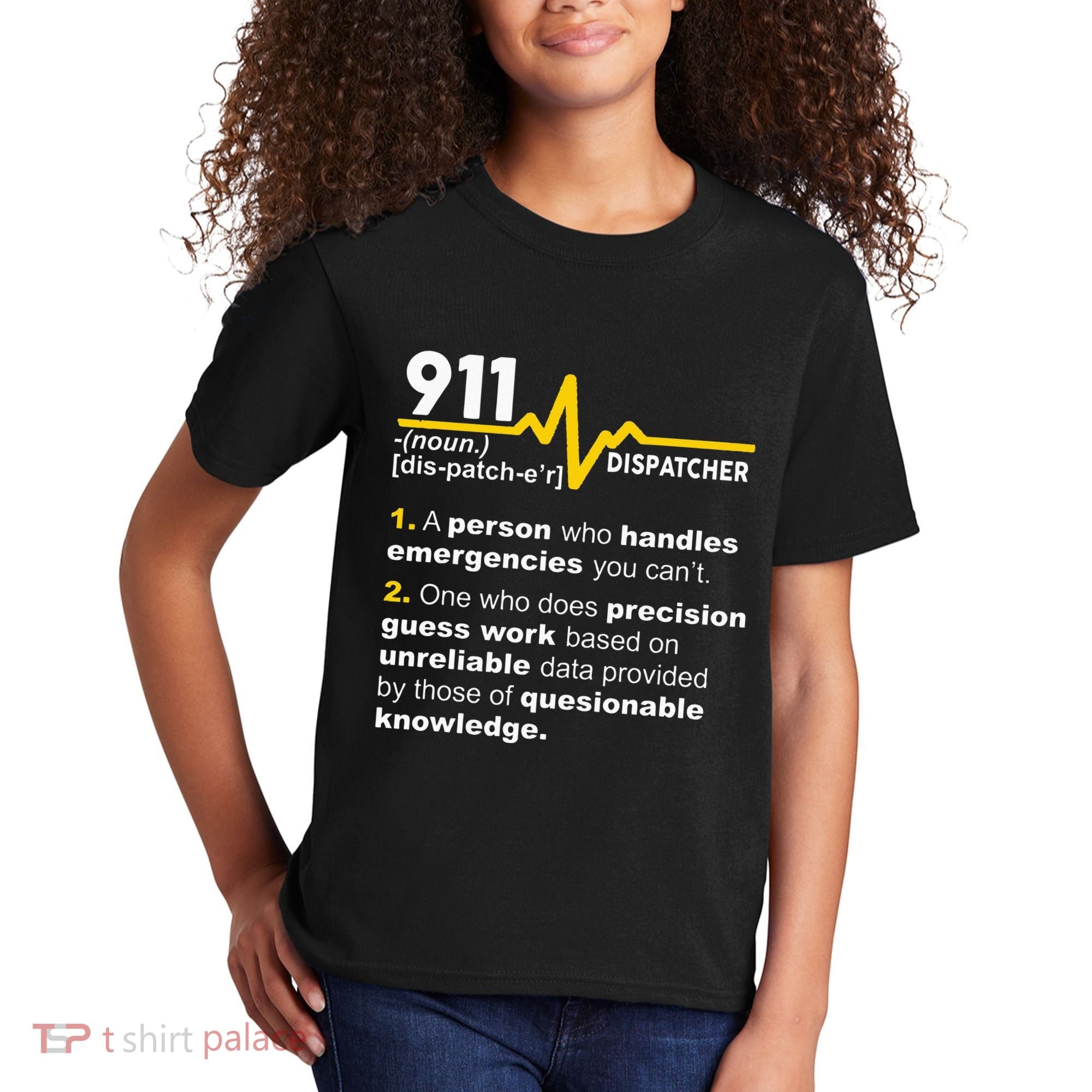 911 Dispatcher Definition Handles Emergencies Dispatch Kids T-Shirt