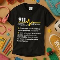 911 Dispatcher Definition Handles Emergencies Dispatch Kids T-Shirt thumb 3