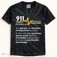 911 Dispatcher Definition Handles Emergencies Dispatch Kids Tie-Dye T-Shirt thumb 0