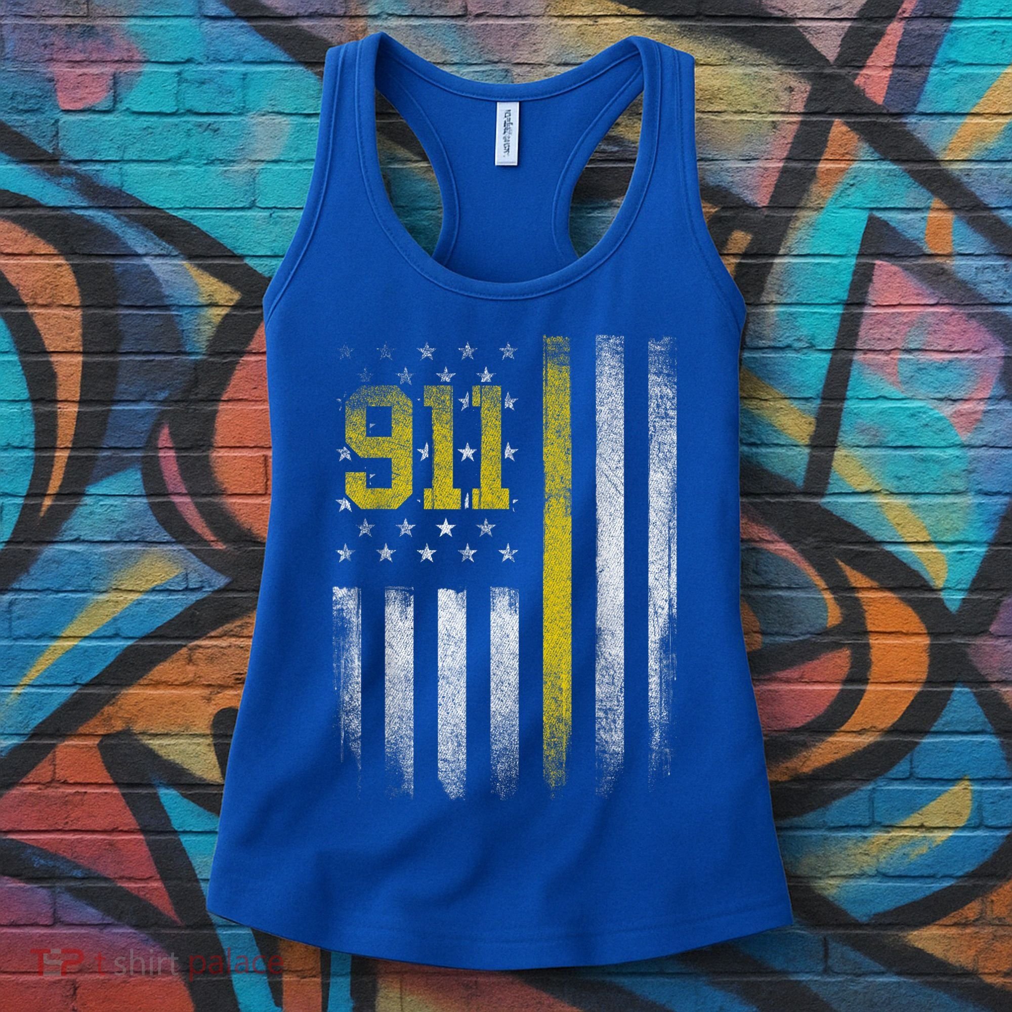 911 Dispatcher Dispatch US Flag Police Emergency Responder Women's Tank Top