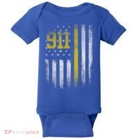 911 Dispatcher Dispatch US Flag Police Emergency Responder Baby Bodysuit thumb 0