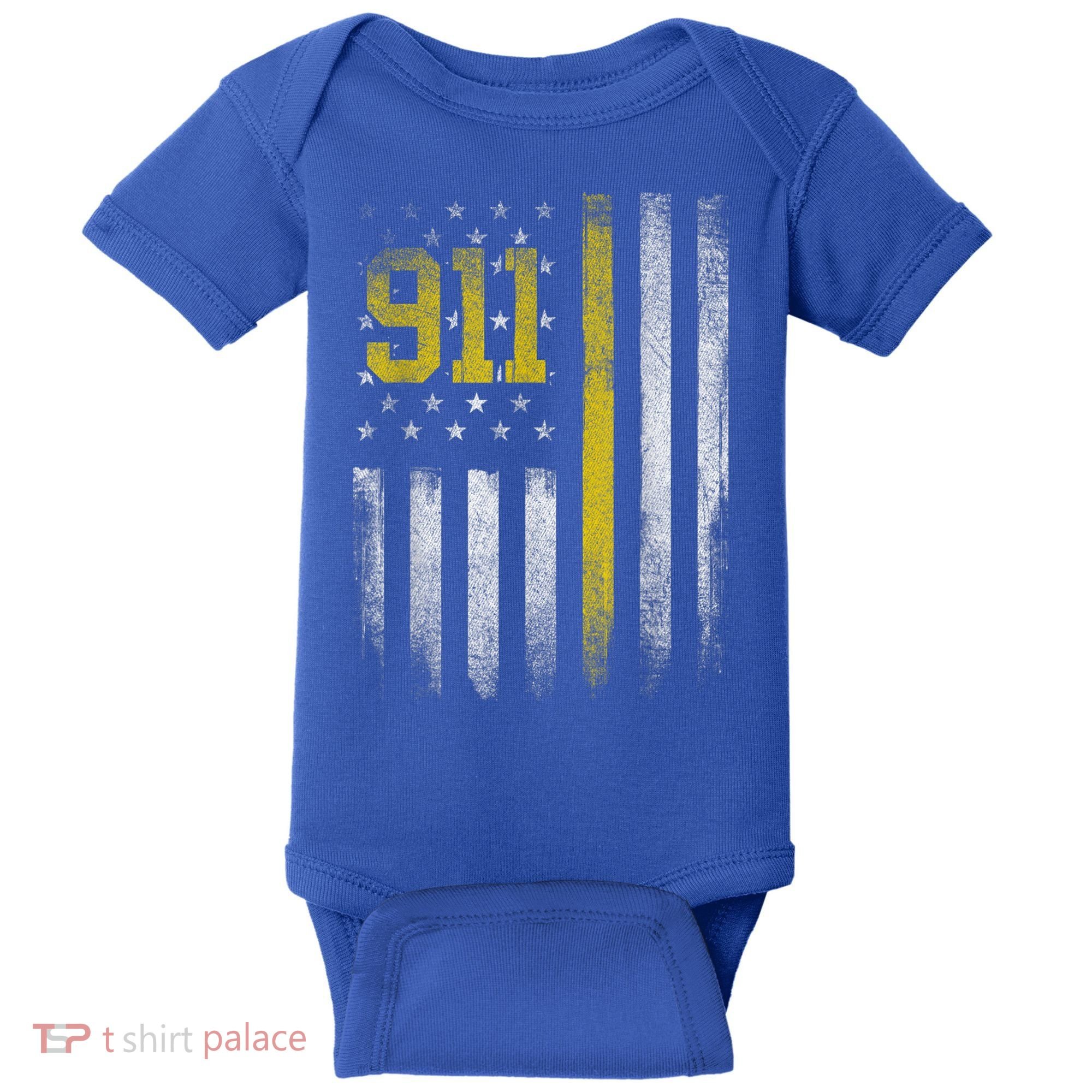 911 Dispatcher Dispatch US Flag Police Emergency Responder Baby Bodysuit