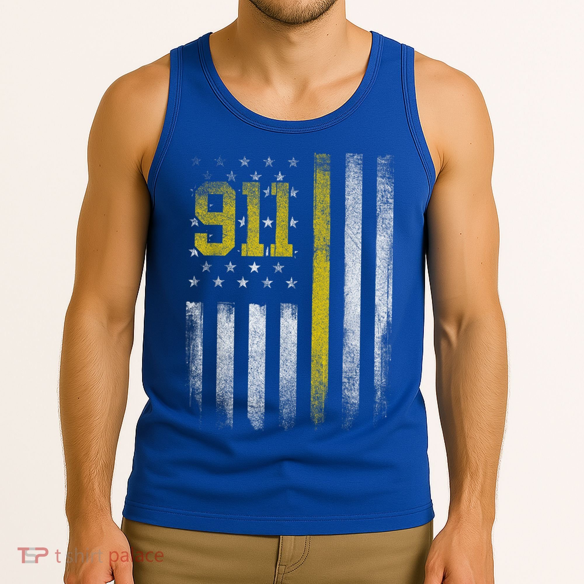 911 Dispatcher Dispatch US Flag Police Emergency Responder Tank Top