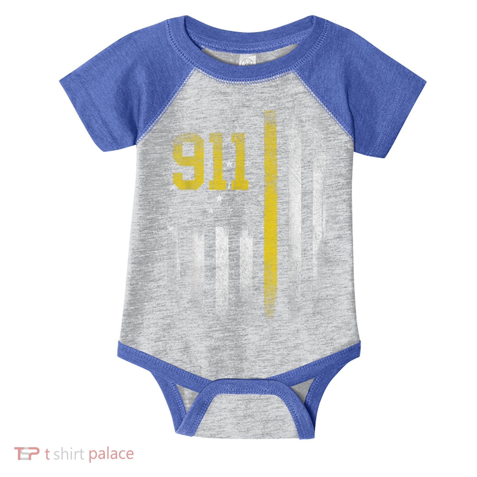 911 Dispatcher Dispatch US Flag Police Emergency Responder Infant Baby Jersey Bodysuit