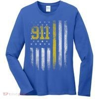 911 Dispatcher Dispatch US Flag Police Emergency Responder Women's Long Sleeve Shirt thumb 0