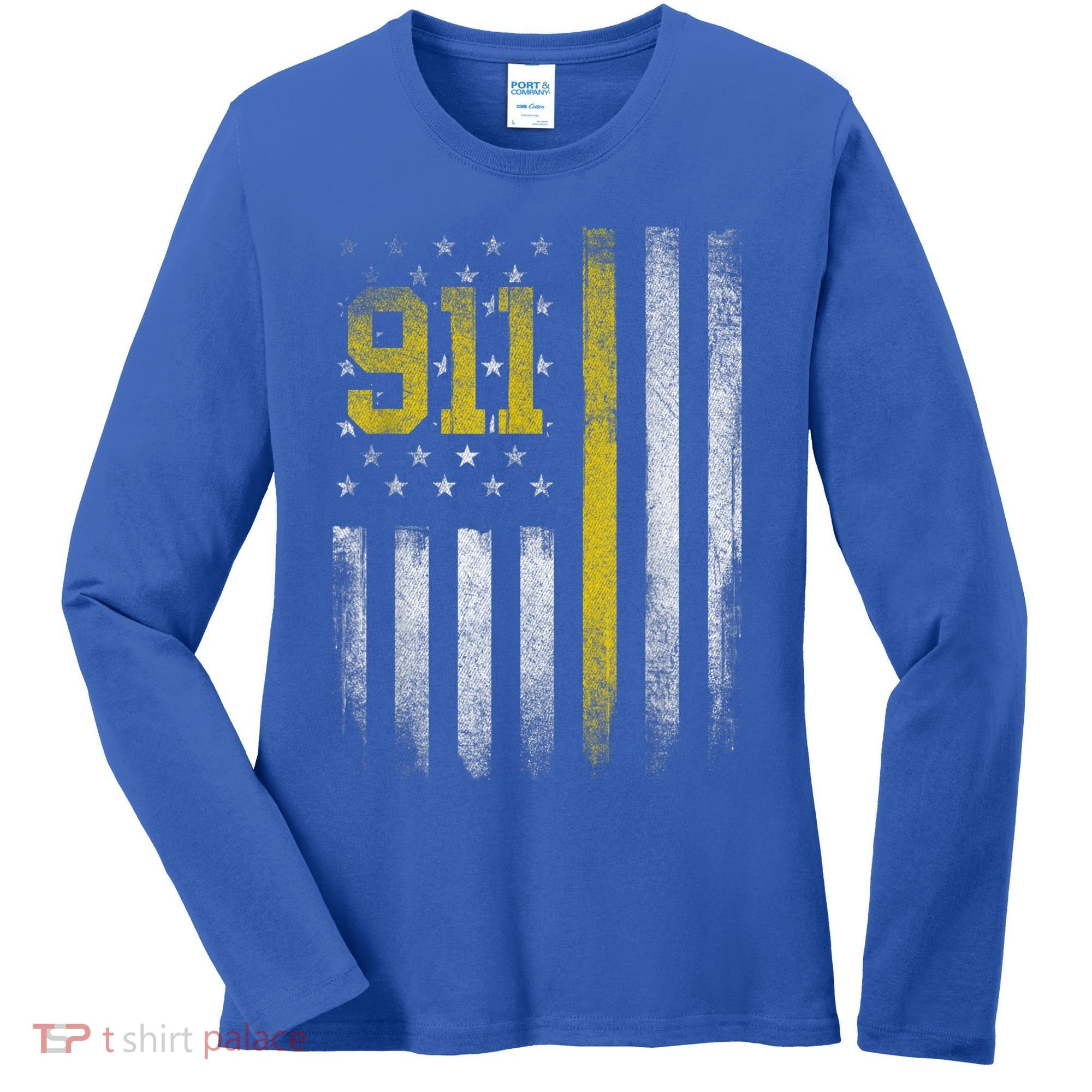 911 Dispatcher Dispatch US Flag Police Emergency Responder Women's Long Sleeve Shirt