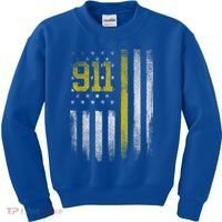 911 Dispatcher Dispatch US Flag Police Emergency Responder Kids Sweatshirt thumb 0