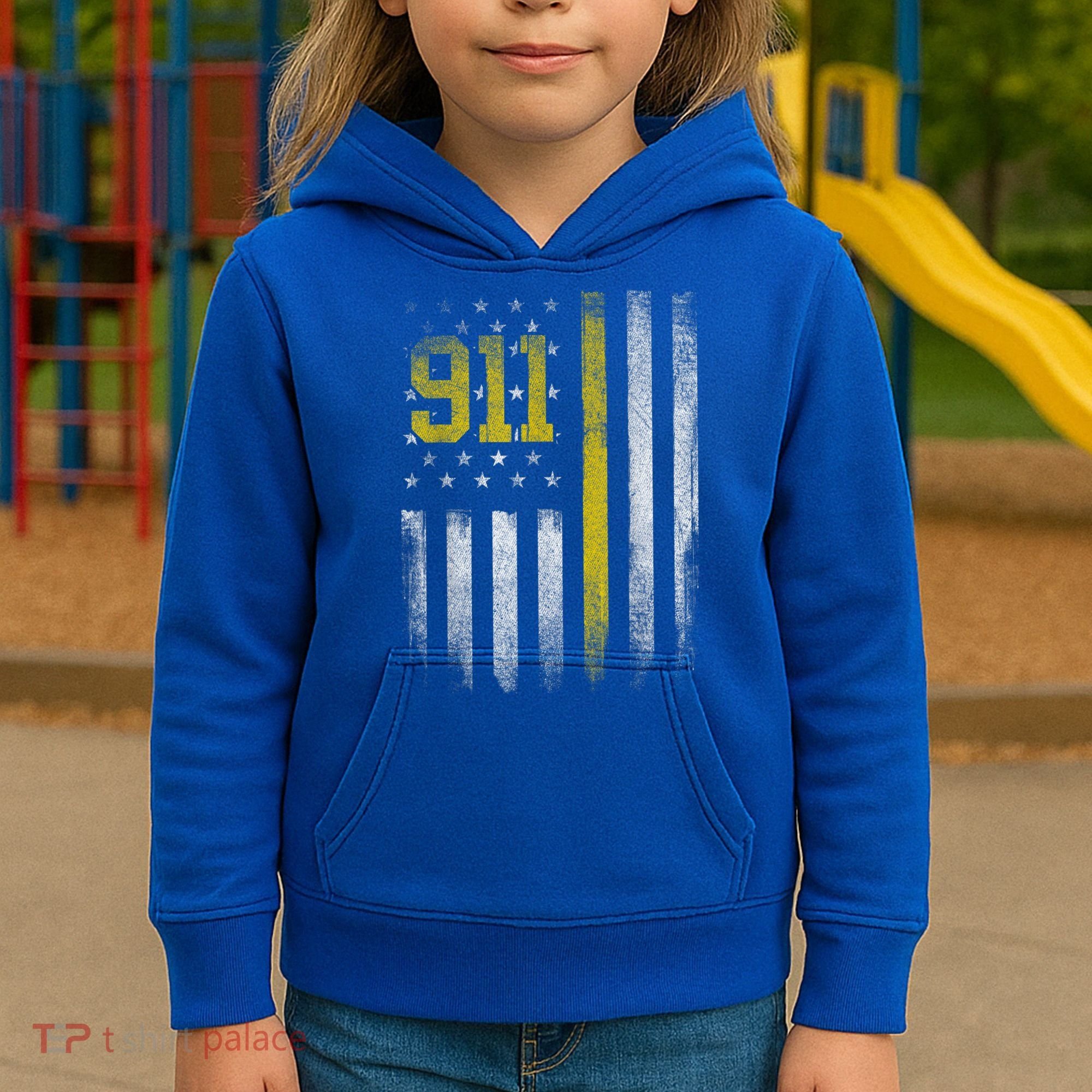 911 Dispatcher Dispatch US Flag Police Emergency Responder Kids Hoodie