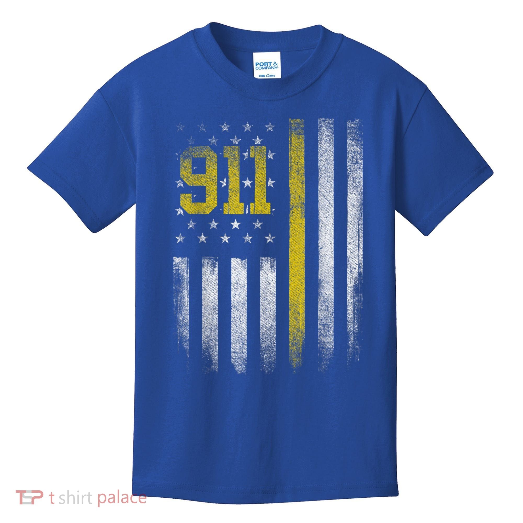 911 Dispatcher Dispatch US Flag Police Emergency Responder Kids T-Shirt