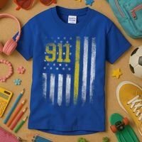 911 Dispatcher Dispatch US Flag Police Emergency Responder Kids T-Shirt thumb 3