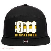 911 Dispatcher Thin Gold Line 7 Panel Mesh Trucker Snapback Hat thumb 0