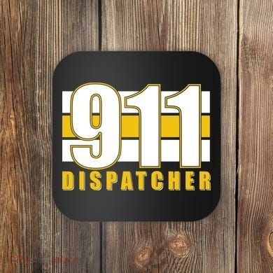 911 Dispatcher Thin Gold Line Coaster
