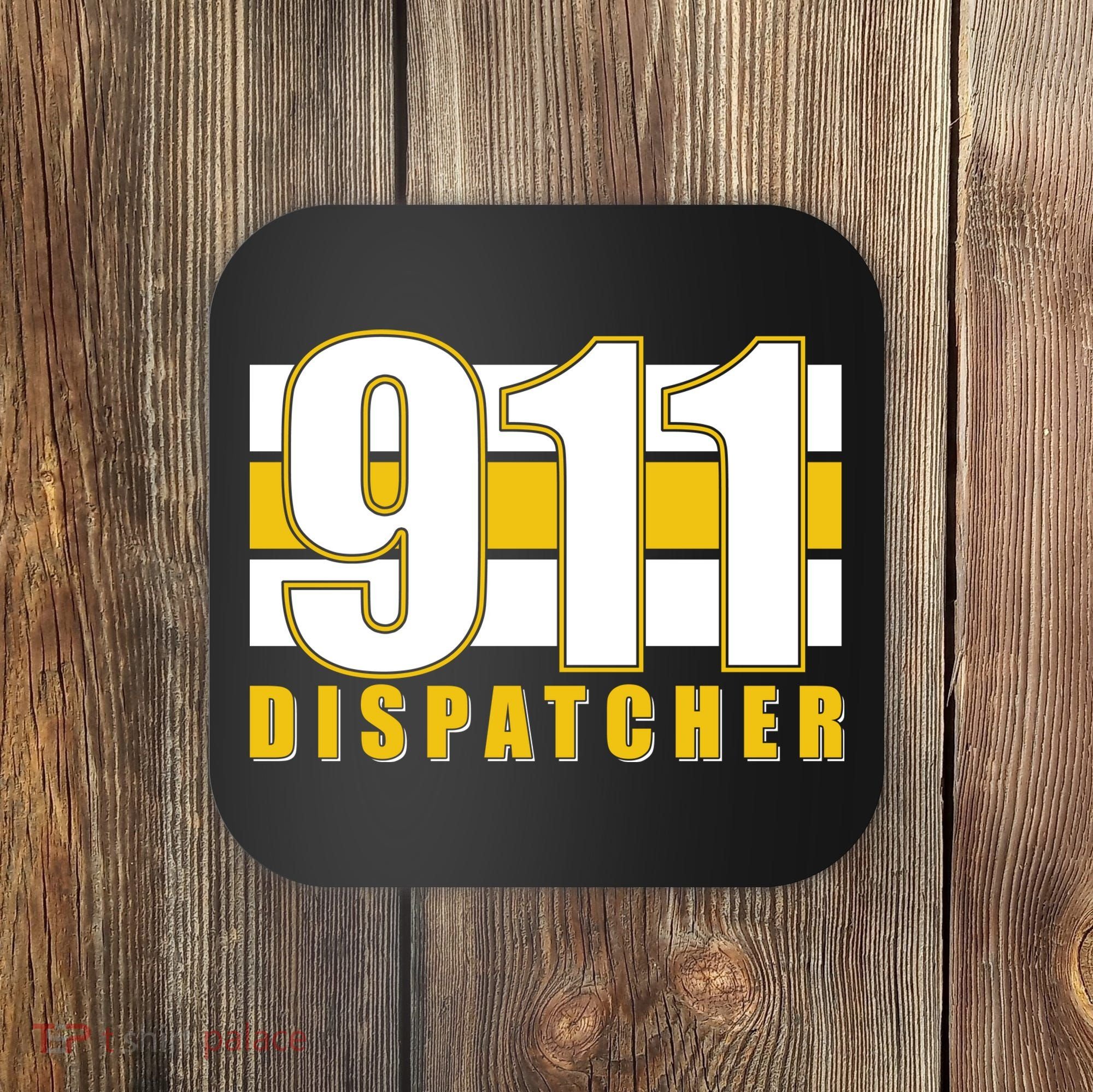911 Dispatcher Thin Gold Line Coaster