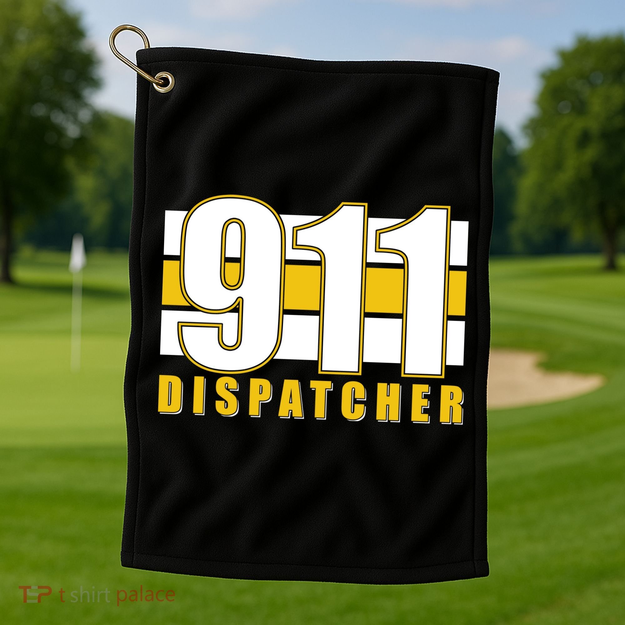 911 Dispatcher Thin Gold Line Golf Towel
