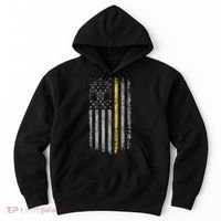 911 Dispatcher Thin Gold Yellow Line American Flag Hoodie thumb 0