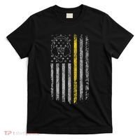 911 Dispatcher Thin Gold Yellow Line American Flag T-Shirt thumb 0