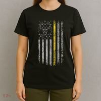 911 Dispatcher Thin Gold Yellow Line American Flag T-Shirt thumb 4