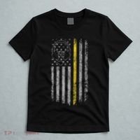 911 Dispatcher Thin Gold Yellow Line American Flag T-Shirt thumb 5
