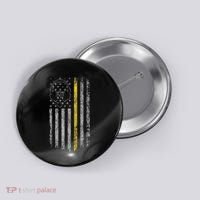 911 Dispatcher Thin Gold Yellow Line American Flag Button thumb 0