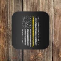 911 Dispatcher Thin Gold Yellow Line American Flag Coaster thumb 0