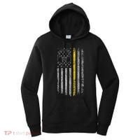 911 Dispatcher Thin Gold Yellow Line American Flag Women's Hoodie thumb 0