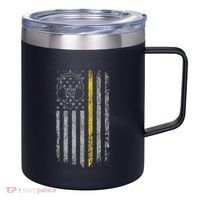 911 Dispatcher Thin Gold Yellow Line American Flag 12oz Stainless Steel Coffee Mug thumb 0