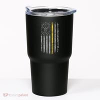 911 Dispatcher Thin Gold Yellow Line American Flag Tumbler thumb 0