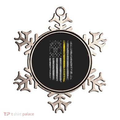 911 Dispatcher Thin Gold Yellow Line American Flag Ornament