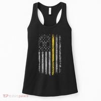 911 Dispatcher Thin Gold Yellow Line American Flag Women's Tank Top thumb 0