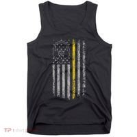 911 Dispatcher Thin Gold Yellow Line American Flag Tank Top thumb 0