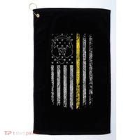 911 Dispatcher Thin Gold Yellow Line American Flag Golf Towel thumb 0