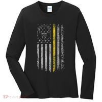911 Dispatcher Thin Gold Yellow Line American Flag Women's Long Sleeve Shirt thumb 0