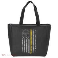 911 Dispatcher Thin Gold Yellow Line American Flag Tote Bag thumb 0