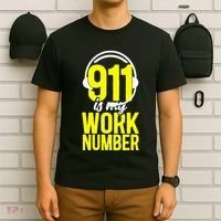911 Dispatcher Thin Gold Yellow Line 911 Is My Work Number T-Shirt thumb 6