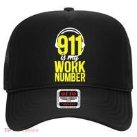 911 Dispatcher Thin Gold Yellow Line 911 Is My Work Number Hat thumb 0