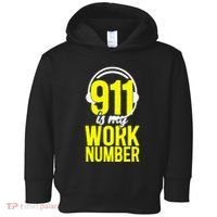 911 Dispatcher Thin Gold Yellow Line 911 Is My Work Number Toddler Hoodie thumb 0