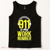 911 Dispatcher Thin Gold Yellow Line 911 Is My Work Number Tank Top thumb 2