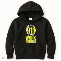 911 Dispatcher Thin Gold Yellow Line 911 Is My Work Number Kids Hoodie thumb 0