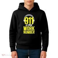 911 Dispatcher Thin Gold Yellow Line 911 Is My Work Number Kids Hoodie thumb 4