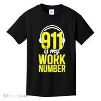 911 Dispatcher Thin Gold Yellow Line 911 Is My Work Number Kids T-Shirt thumb 0