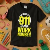 911 Dispatcher Thin Gold Yellow Line 911 Is My Work Number Kids T-Shirt thumb 3