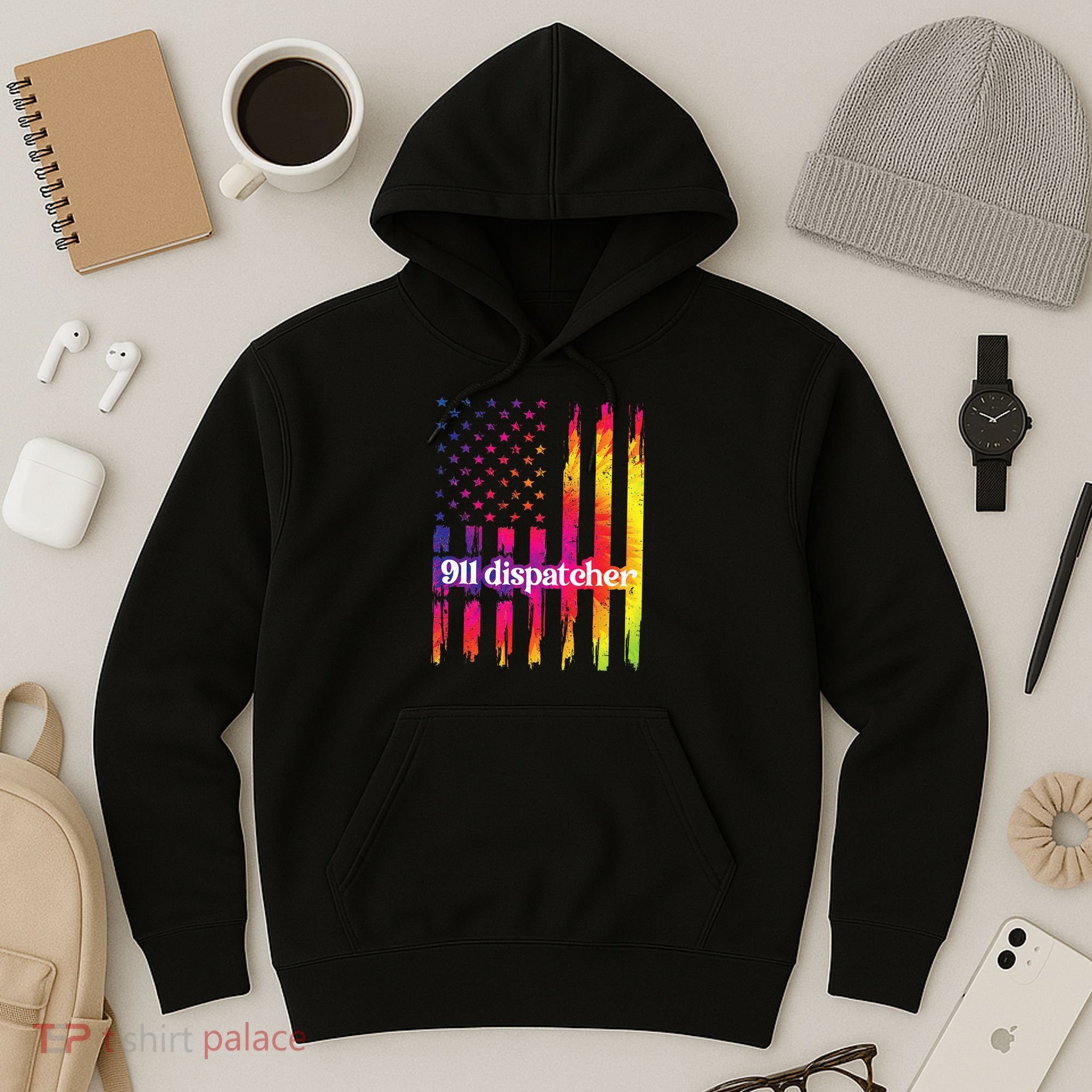 911 Dispatcher US Flag Emergency Dispatcher Hoodie