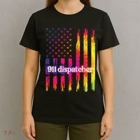 911 Dispatcher US Flag Emergency Dispatcher T-Shirt thumb 4