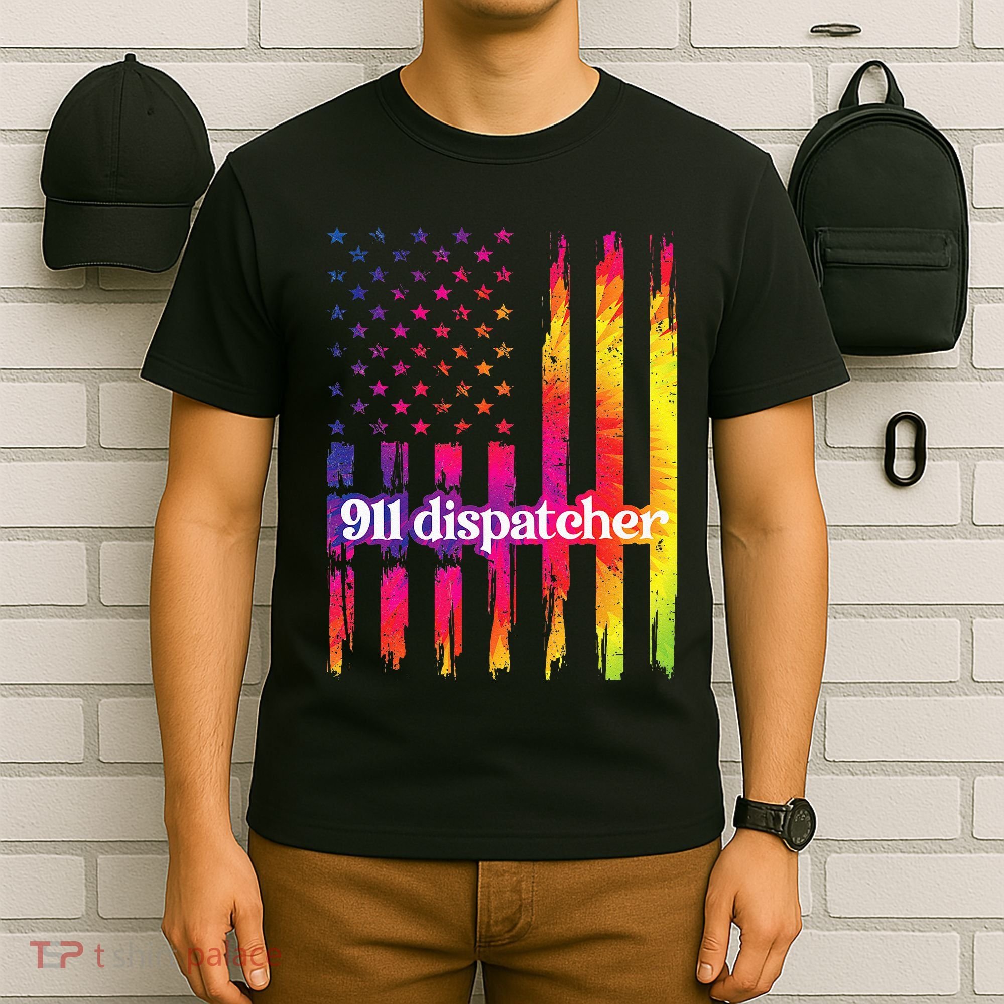 911 Dispatcher US Flag Emergency Dispatcher T-Shirt
