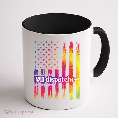 911 Dispatcher US Flag Emergency Dispatcher Coffee Mug back