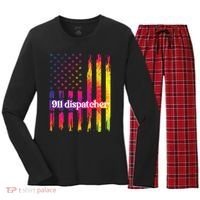 911 Dispatcher US Flag Emergency Dispatcher Women's Long Sleeve Flannel Pajama Set  thumb 0