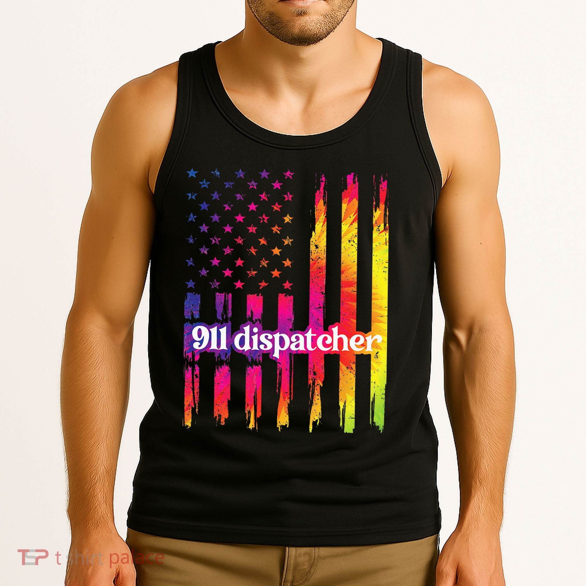 911 Dispatcher US Flag Emergency Dispatcher Tank Top