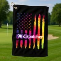 911 Dispatcher US Flag Emergency Dispatcher Golf Towel thumb 1